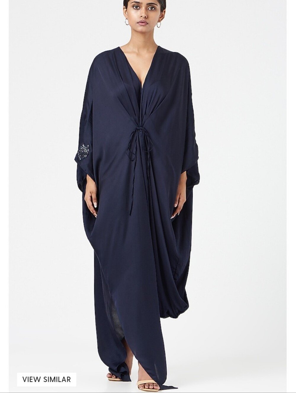Women's Navy Maxi Drawstring Caftan Dress